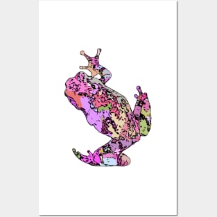 Pink Tree Frog Climbing Colorful Purple Posters and Art